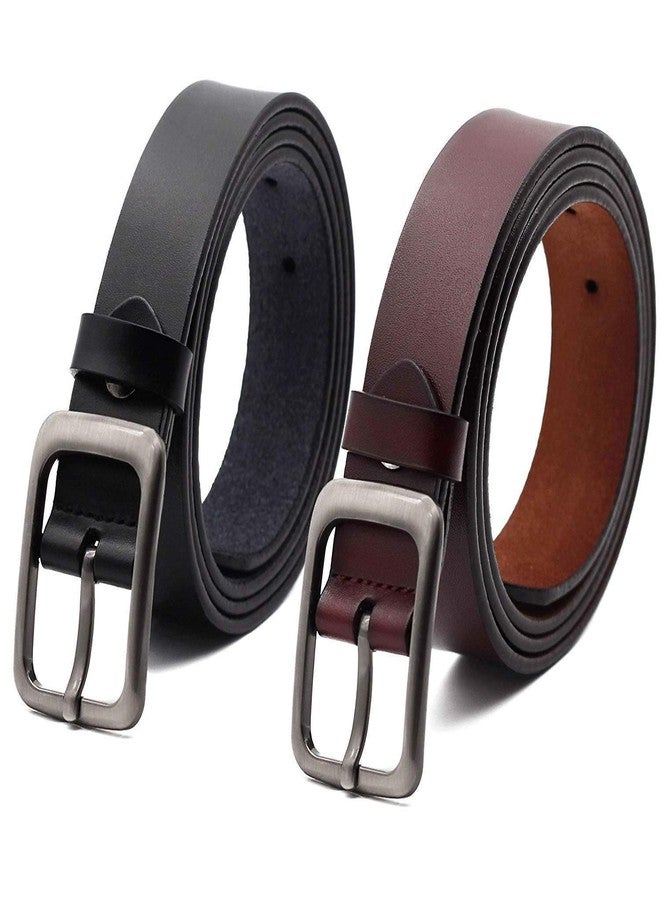 VIVOCH, 2-Pack Women's Genuine Cowhide Leather Belt, Vintage Casual Belts for Jeans, Skirt, Shorts Pants, Summer Dress for Women with Alloy Pin Buckle, 110CM - Image 1